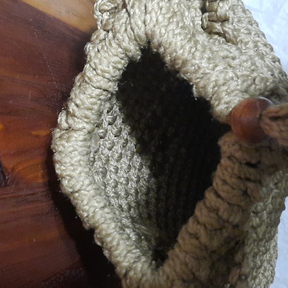 Vintage. draw string macrame purse - Picture 10 of 11